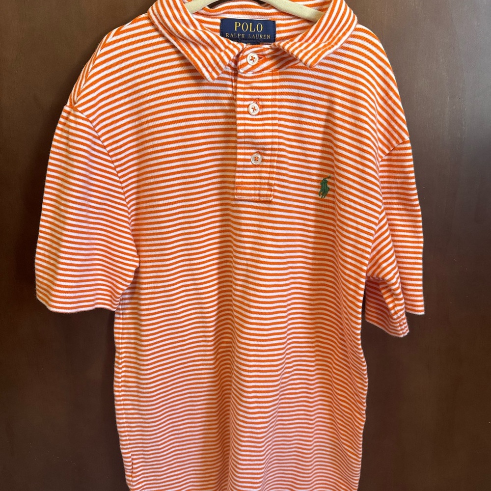 Boys Ralph Lauren Orange Striped Polo Shirt